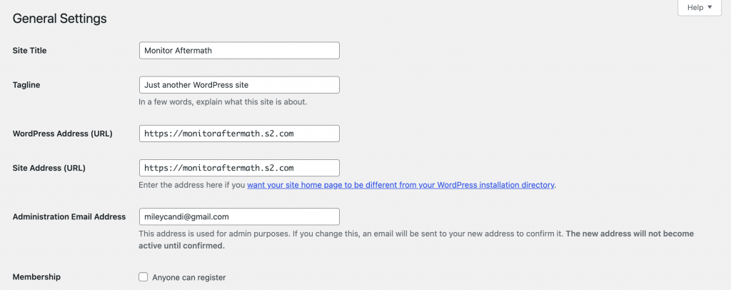 a screenshot of WordPress General Settings page- How to Customize Your WordPress Site